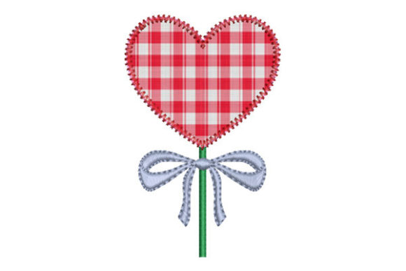 Heart Lollipop with Bow Embroidery Design