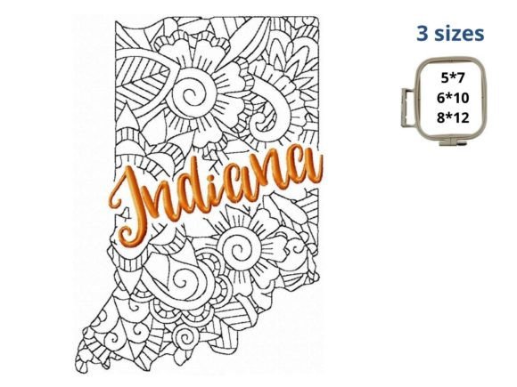 Indiana State Embroidery Design