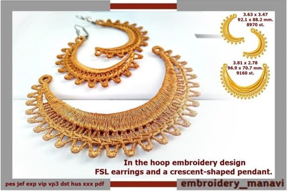ITH FSL Earrings Crescent Shaped Pendant
