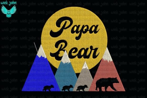 Papa Bear Embroidery Design