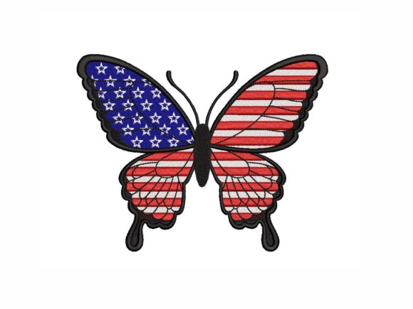 Patriotic Butterfly Embroidery