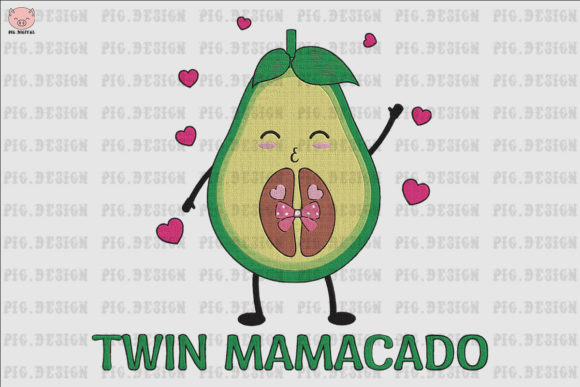 Twin Mamacado Embroidery Design